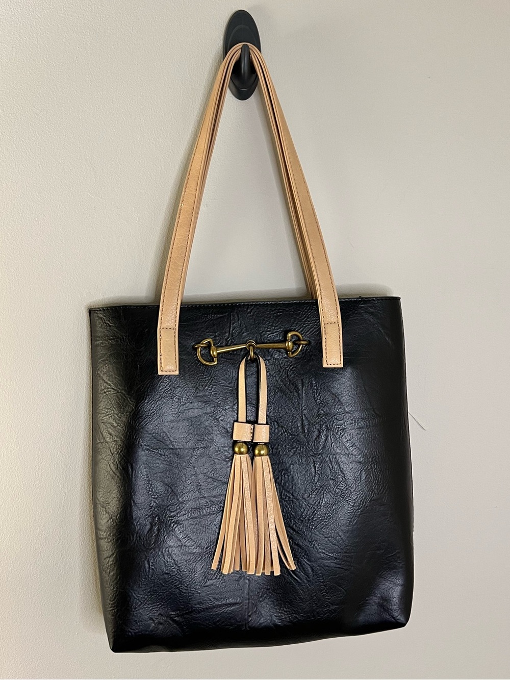 Liz Soto Jane Black Tote Bag 2 in 1 Horsebit NWOT - Picture 5 of 12